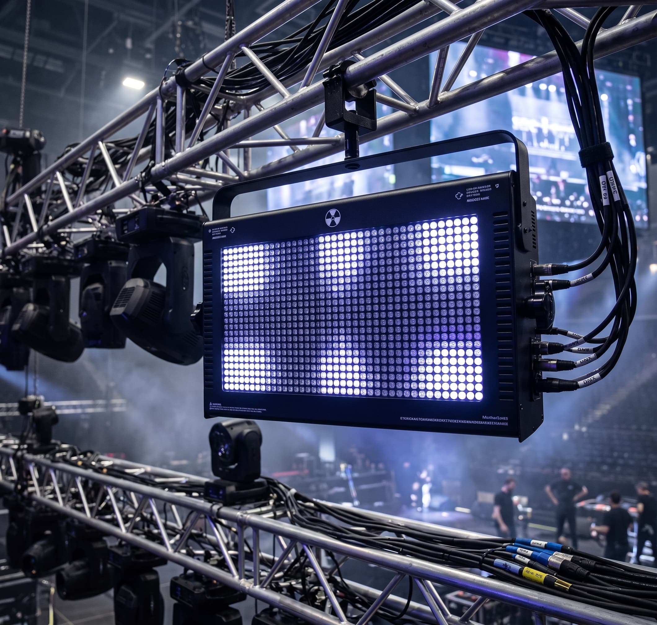 RGB LED стробоскоп панел с 960 диода в черен алуминиев корпус, сценичен ефект